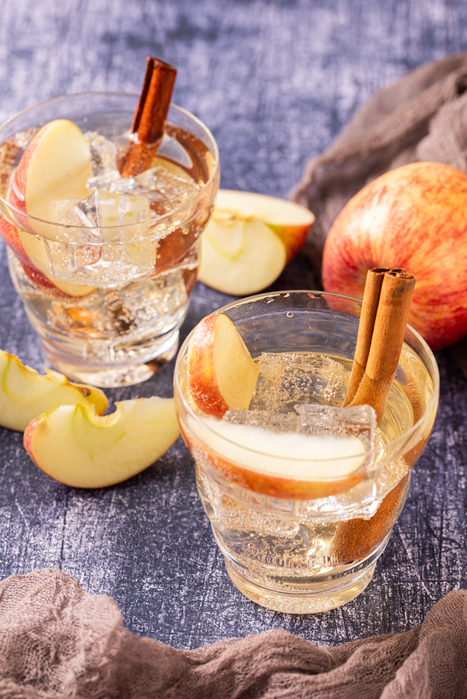 two apple and ginger ale spritzer drink