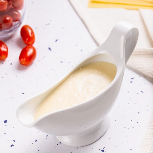 sauce boat with bechamel sauce