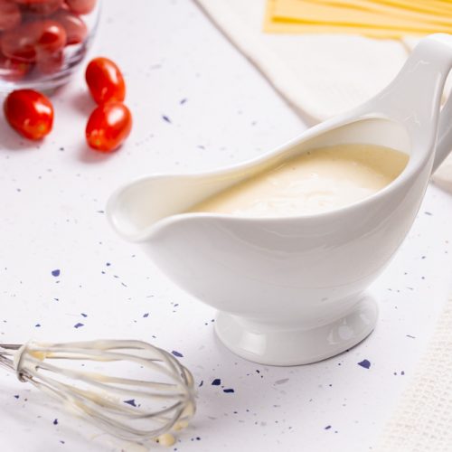 sauce boat with bechamel sauce