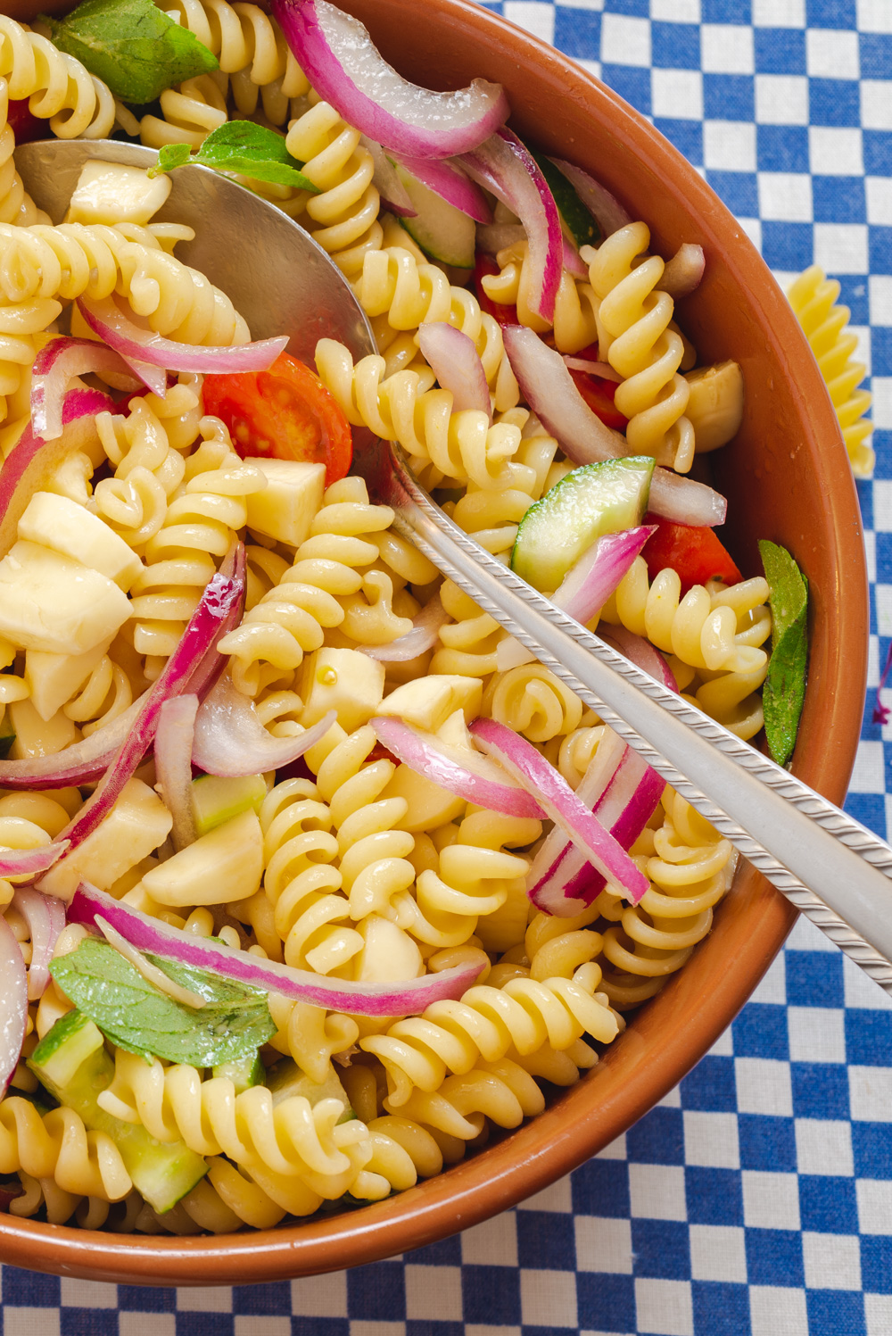 bowl of italian cold pasta salad