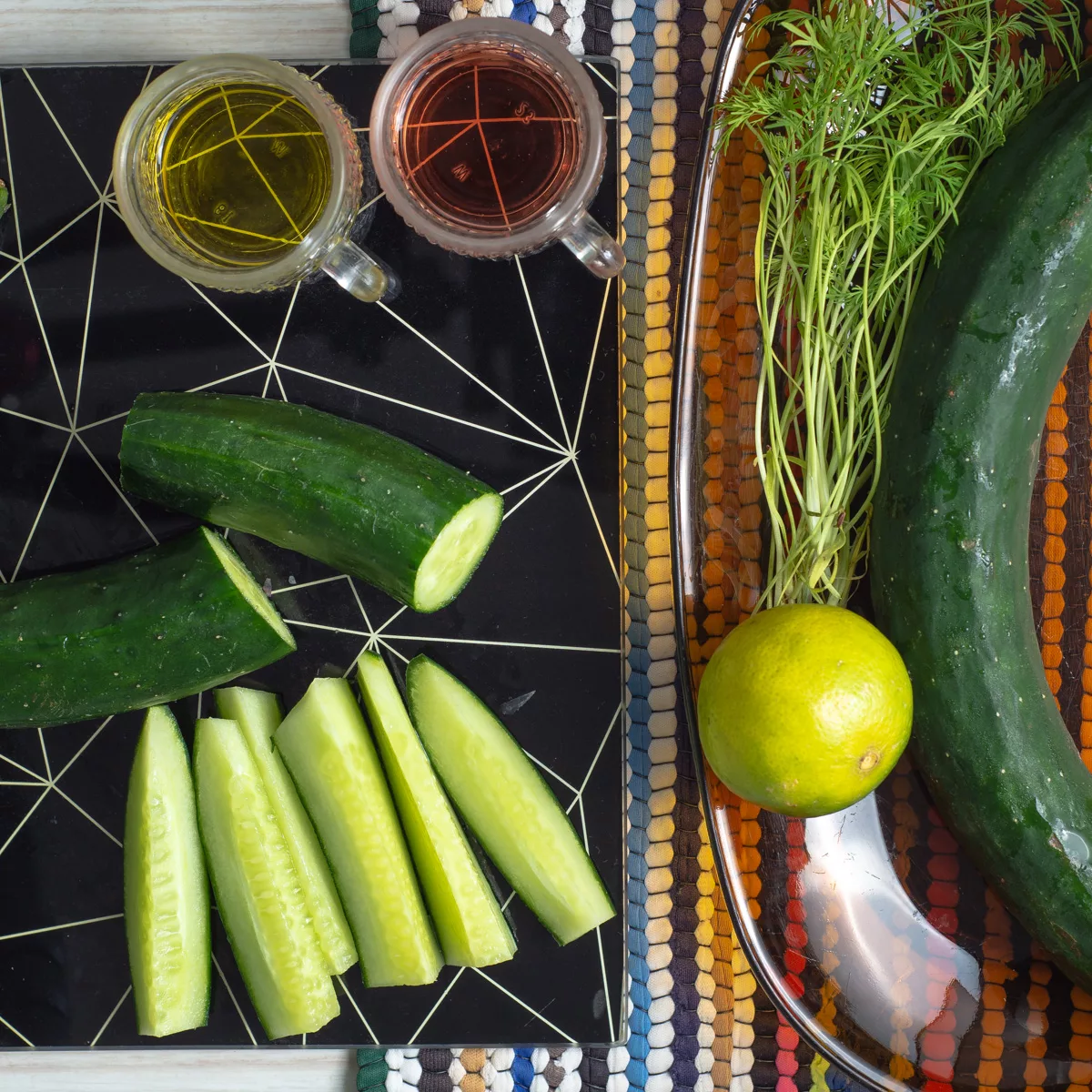 ingredients to make an easy cucumber and dill salad